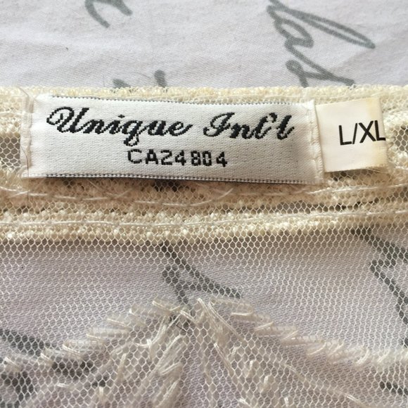 Ladies Lace Beaded Jacket Ivory L/XL Unique Int'l - Picture 14 of 14